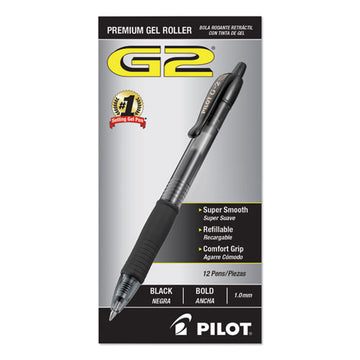 Pilot® G2 Premium Gel Pen, Retractable, Bold 1 Mm, Black Ink, Smoke Barrel, Dozen freeshipping - TVN Wholesale